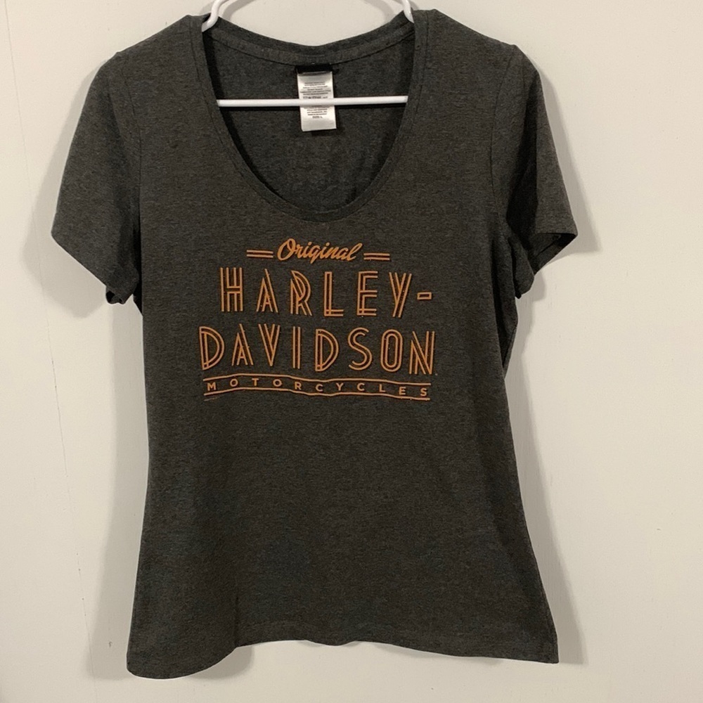 Harley-Davidson New York City short sleeve T-shirt gray w/ orange letters Sz L